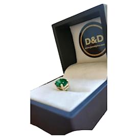 D&G Orecchino maschile solitario in smeraldo genuino colombiano in oro 18k