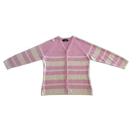 Cardigan Barrie rosa / vainilla Lana, seda, Cachemira T. 38-40-42