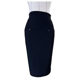 Falda Midi Negra de Mezcla de Lana Plein Sud