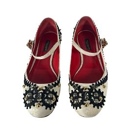 Dolce & Gabbana Ballerine Mary Jane in Jacquard Crema