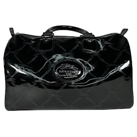 Bolsa de boliche Longchamp Boston em couro envernizado preto