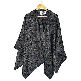 Autre Marque EVI GRINTELA Herringbone Cape Cloak Grey Tweed