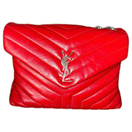 Saint Laurent Loulou Handtasche aus rotem Leder mittlere Größe