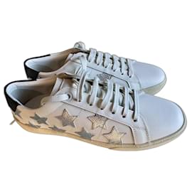 Tênis baixos Yves Saint Laurent Court em couro branco