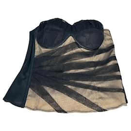 Dolce & Gabbana Bustier Corset Tulle Top Black Beige