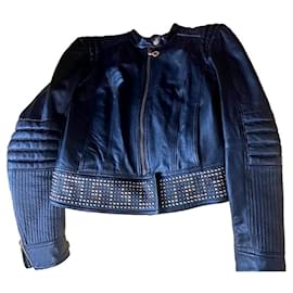 Chaqueta Biker de cuero negra Versace For H&M Talla 36