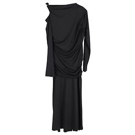 Vestido midi con detalles fruncidos Victoria Beckham en poliéster negro