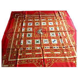 Sciarpa in seta Hermès Jewels of Summer Corallo 90x90