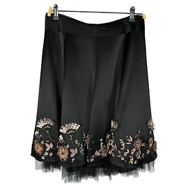 Karen Millen Bestickter Seidenrock Schwarz