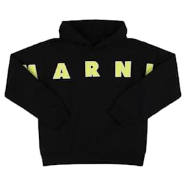 Marni Hoodie mit Logo-Stickerei schwarz aus Baumwolle