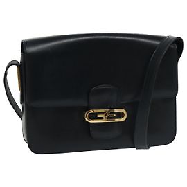 Borsa a Spalla GUCCI in Pelle Blu Navy Oro Auth yk16077