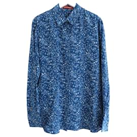 Altuzarra blaue Batikdruck Seidenhemd