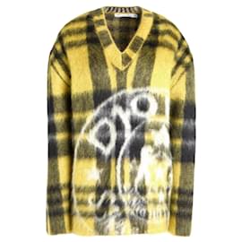 Dior Pullover aus gelbem Mohair mit Karomuster