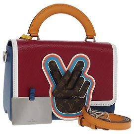LOUIS VUITTON Epi Peace Love Twist MM Borsa a Mano Rossa Blu M52513 LV Auth 96510S