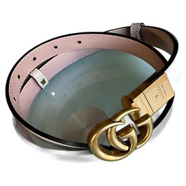 Gucci Marmont Reversibler Gürtel Rosa und Weiß Leder