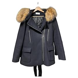 Abrigo duffle de lana azul marino Zapa