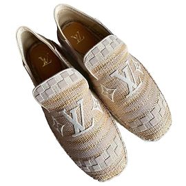 Espadrillas Louis Vuitton Beige Oro Grigio Cotone Pelliccia