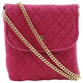 Chanel Red Cotton Chain Pouch