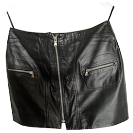 Autre Marque Falda corta de cuero negro Biscote
