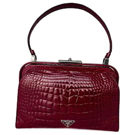 Borsa Prada in pelle di alligatore rossa
