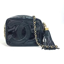 Borsa a spalla Chanel CC Coco Mark Pochette con frange e catena