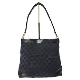 Borsa a spalla Gucci Vintage GG in tela e pelle nera