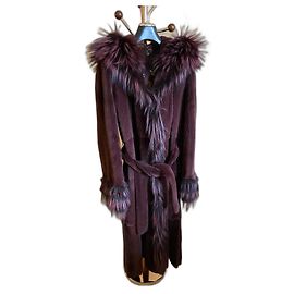 Autre Marque Abrigo de piel de visón desmenuzada morado oscuro