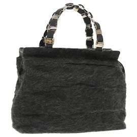 Borsa a mano Salvatore Ferragamo in lana grigia argento autentica bs19764