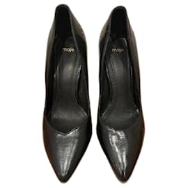 Décolleté Maje in pelle nera con tacco a spillo 10cm