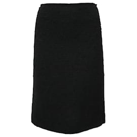 Prada Midi A-Linien-Rock aus schwarzer Tweedwolle