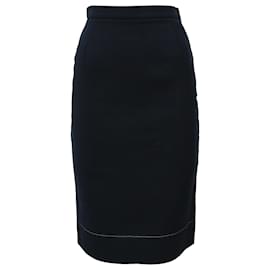 Gonna a matita midi Prada in lana blu navy