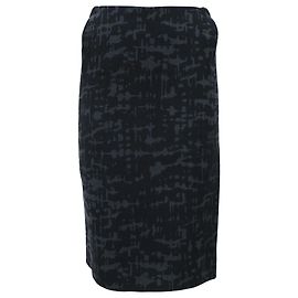 Falda lápiz midi estampada Bottega Veneta en lana negra y gris