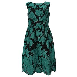 Abito mini senza maniche in poliestere verde con dettaglio in pizzo floreale Escada