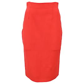 Falda lápiz midi Alexander Mcqueen en lana roja