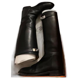 Hermès Jumping Stiefel Leder Schwarz