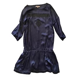 Sandro Kleid aus Seidencrepe dunkelblau