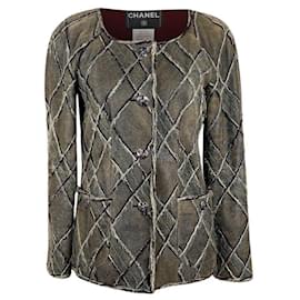 Chanel Leder- und Tweedjacke mit seltenen Gripoix-Knöpfen für 12K$