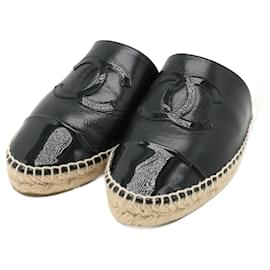 Sandali piatti in pelle e juta Chanel Coco Mark