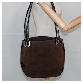 BALLY Borsa a Spalla in Pelle Scamosciata Marrone Nera Auth ti2366 - Bally