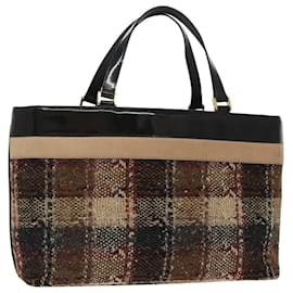 Burberry Nova Check Tote Bag aus Wolle Beige Auth ep6709