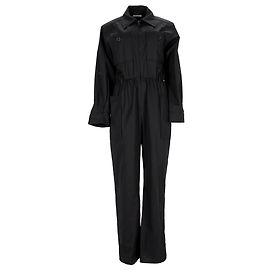 Saint Laurent Langarm-Jumpsuit mit Gürtel aus schwarzer Baumwolle