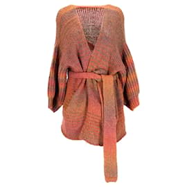 Strickjacke mit Gürtel aus mehrfarbiger Merinowolle Loveshackfancy Brady - LoveShackFancy