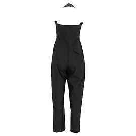 Mono con cremallera en lino negro con corsé Bottega Veneta