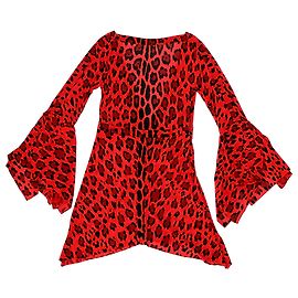 Abito mini senza schiena in viscosa rossa con stampa leopardata Tom Ford