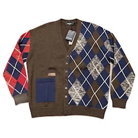 Cardigan Dsquared2 de lana marrón rojo azul