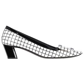 Roger Vivier Belle Vivier Graphique Grille Escarpins en Cuir Blanc