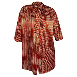 Blusa Chloé con fiocco in seta marrone