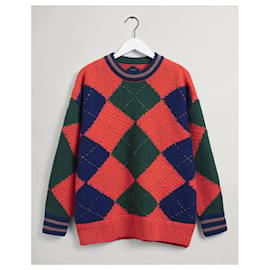 Gant Bold Argyle Crew Neck Oversized Sweater Wool - Autre Marque