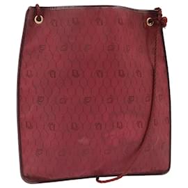 Borsa a spalla in tela a nido d'ape Christian Dior rossa e oro Auth 100345