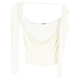 Jacquemus Le T-shirt Lucciu Stretch Woven Top en Lyocell Blanco